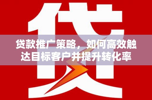 黑水贷款推广策略，如何高效触达目标客户并提升转化率